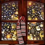 AONYIYI Gold Dust Christmas Snowflake Window Clings Stickers for Glass,8 Sheets